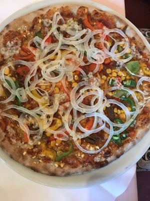 Seitan steak with grilled veggies and gravy  at Restaurant Pizzeria Dobner in Villach