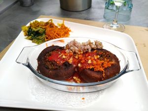 Stuffed mushrooms with quinoa and sarrasin at Une Cuillère Pour Maman in Bergerac