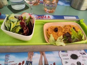 Blinis and dried tomato cream at Une Cuillère Pour Maman in Bergerac