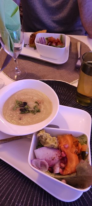 Celery soup and salad (vegan). at Une Cuillère Pour Maman in Bergerac