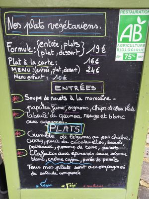 A week menu in january at Une Cuillère Pour Maman in Bergerac
