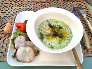 Green gaspacho at Une Cuillère Pour Maman in Bergerac