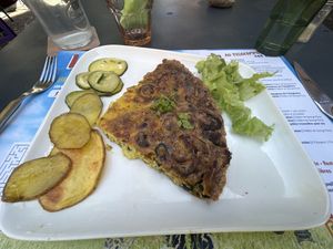 Tarte/pie . The thin crispy potatoes were also delish  at Une Cuillère Pour Maman in Bergerac