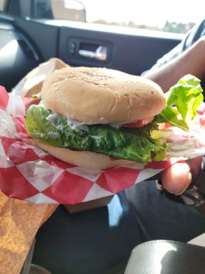 Bacon burger at Santana's Vegan Grill in Colorado Springs