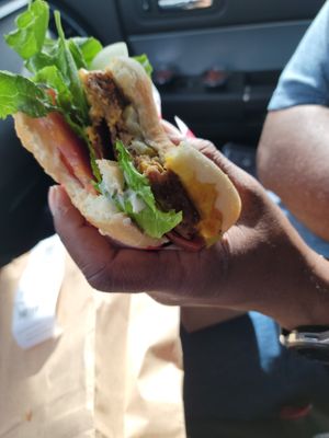 Bacon burger at Santana's Vegan Grill in Colorado Springs