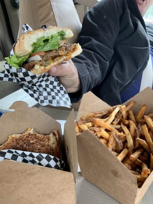 Look at that burger!  at Santana's Vegan Grill in Colorado Springs