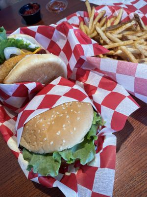 Large portions- yes, that is a small fry at Santana's Vegan Grill in Colorado Springs