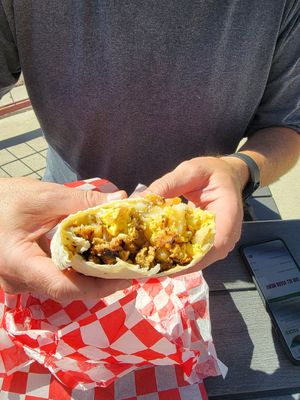Sausage breakfast burrito at Santana's Vegan Grill in Colorado Springs
