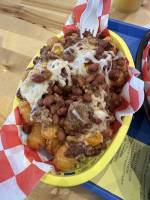 Chili cheese tots   at Santana's Vegan Grill in Colorado Springs