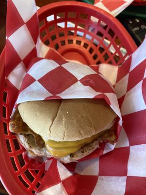 Egg bacon chees breakfast sandwich   at Santana's Vegan Grill in Colorado Springs