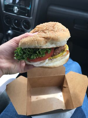 Deluxe Burger at Santana's Vegan Grill in Colorado Springs