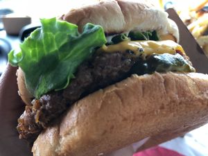 Deluxe cheeseburger  at Santana's Vegan Grill in Colorado Springs