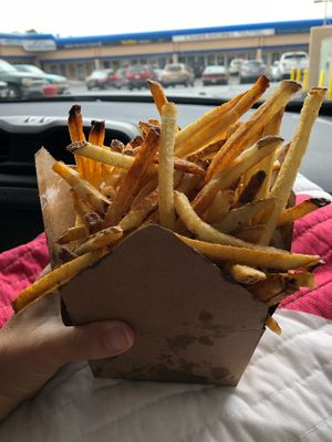 Huge fry!! at Santana's Vegan Grill in Colorado Springs