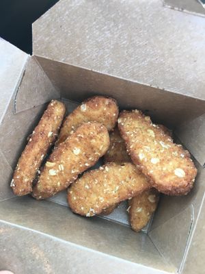 Chicken nuggs (i got the buffalo ones but the sauce comes in a lil container) at Santana's Vegan Grill in Colorado Springs