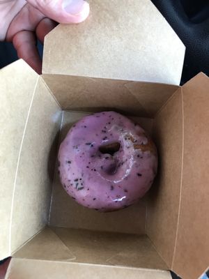 The donut of the day! Tastes just as good as a voodoo donut. at Santana's Vegan Grill in Colorado Springs