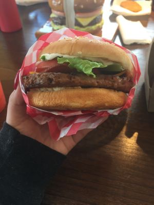 Deluxe bacon cheeseburger  at Santana's Vegan Grill in Colorado Springs