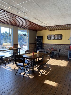 Open fun seating at Santana's Vegan Grill in Colorado Springs