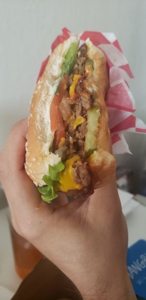 Deluxe cheeseburger at Santana's Vegan Grill in Colorado Springs