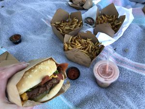 Family picnic during COVID-19 at Santana's Vegan Grill in Colorado Springs