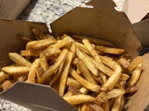 Seasoned fries at Santana's Vegan Grill in Colorado Springs