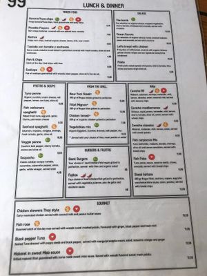 Menu at Taberna 99 at 99 Surf Lodge in Tola