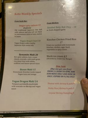 Weekly special 10/9/22  at Koto Grill & Sushi in Salem