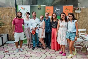 People enjoying a beautiful day out at an event by the Romanian Vegan Association  at Asociatia Veganilor din Romania in Bucharest