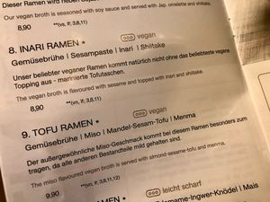 menu at Umaii Ramenbar in Leipzig