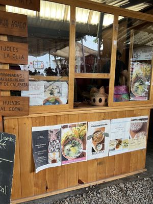 Labeled vegan soup  at Mercado Organico La Cosecha in Oaxaca