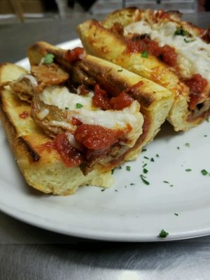 vegan seitan parms!! at Pizza Mia in New Windsor