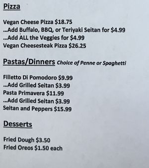 Pizza Mia Vegan options (Part II) at Pizza Mia in New Windsor