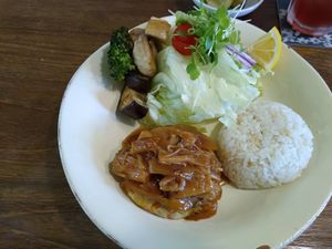 Tofu 'steak' at Ecotopia in Busan