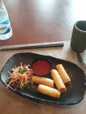 Vegetable spring rolls with sweet chilli sauce. at Sala Thai in Kandy