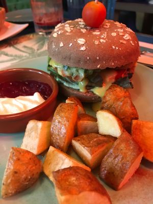 Chicken Tempeh Burger at Floripa in Barcelona