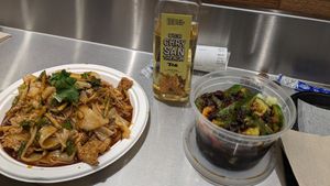 Liang Pi cold skin noodles (A1), chrysanthemum tea, and spicy cucumber salad at Xi'an Famous Foods - Upper East Side in New York City