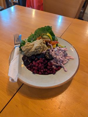Vegan salad bowl at Fusion Organic Cafe in Sheffield