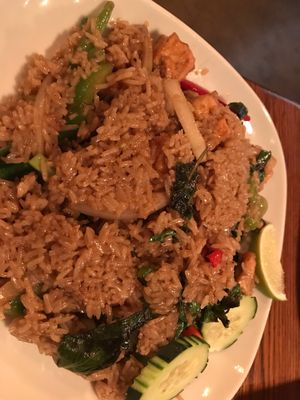 spicy basil fried rice (skipped egg for vegan) at 90 Degree Bangkok Cafe & Bar in Bothell