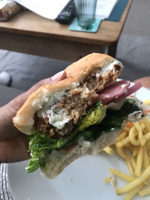 Thai basil vegan burger  at The Bok Shop in Brighton