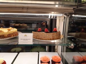 Raw vegan sugar free apple and walnut cake at Celicioso Barquillo in Madrid
