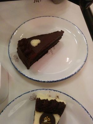 Triple chocolate vegan cake at Celicioso Barquillo in Madrid