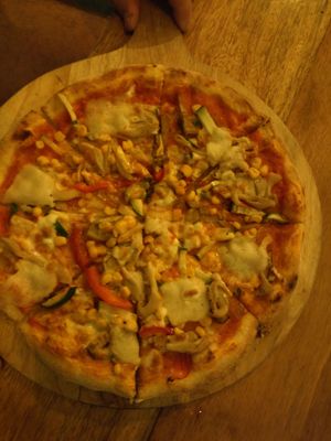 Vegetal pizza at Green-Go Garden in Siem Reap
