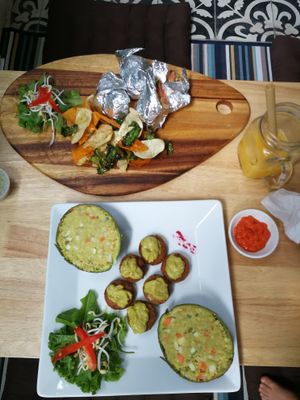 Burrito (top) and falafels with avocado (bottom) at Green-Go Garden in Siem Reap