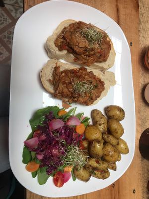 Pulled bbq jackfruit (usually on bao)  at Cafe Libre in Cuenca