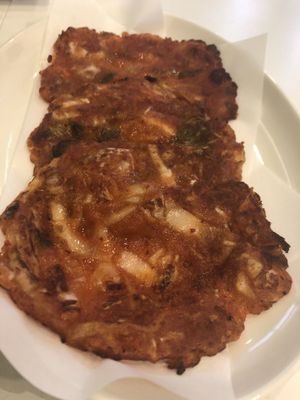 Kimchi pancake  at Soul Veggie Korean Vegetarian in Central Singapore