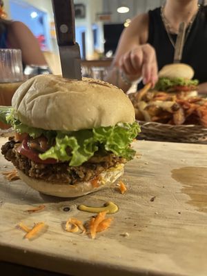 Big veggie burger   at Small Time Cooks in Abang