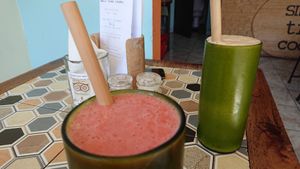 Dairy free coconut milk shakes (smoothies) at Small Time Cooks in Abang