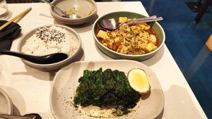 Mapo tofu and broccolini at Lazy Su in Braddon