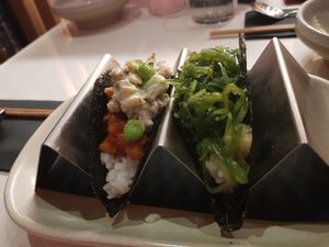 Right hand taco is the vegan potato nori taco (left hand taco not vegan!) at Lazy Su in Braddon