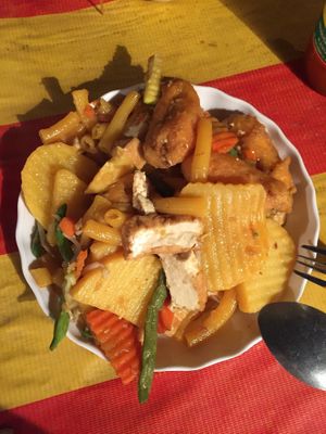 Potatoes at Buffet at Luang Prabang Night Market in Luang Prabang