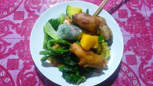 Selection from buffet at Buffet at Luang Prabang Night Market in Luang Prabang